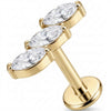 Titanium Labret Triple Marquise Crystal Leaf Curve