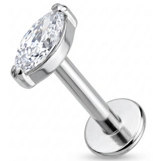 Titanium Labret Marquise Cut Clear Crystal