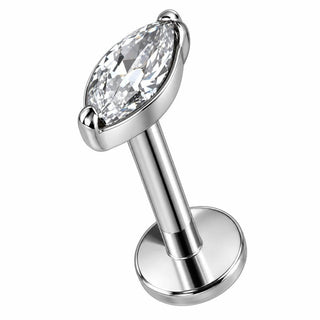 Titanium Labret Marquise Cut Clear Crystal Internally Threaded