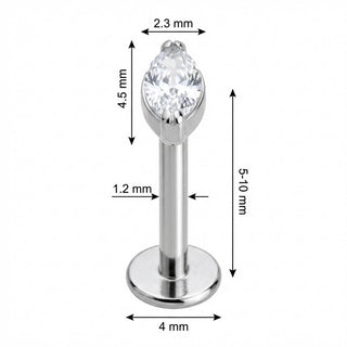 Titanium Labret Marquise Cut Clear Crystal