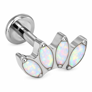 Titanium Labret Marquise Opal Crown Fan Internally Threaded