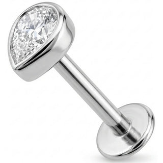Titanium Labret Bezel Set Teardrop Crystal