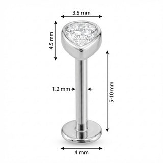 Titanium Labret Bezel Set Teardrop Crystal