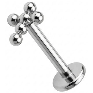 Titanium Labret Five Bead Cross Cluster