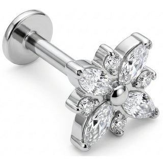 Titanium Labret Marquise Crystal Flower Blossom