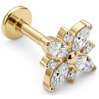 Titanium Labret Marquise Crystal Flower Blossom