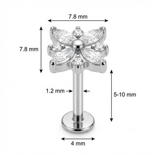 Titanium Labret Marquise Crystal Flower Blossom