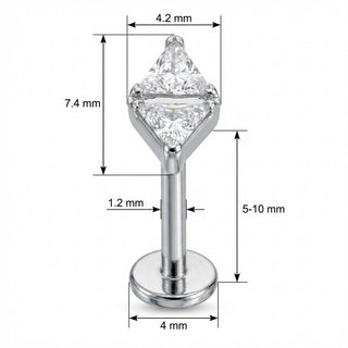 Titanium Labret Double Triangle Crystal Bow Tie