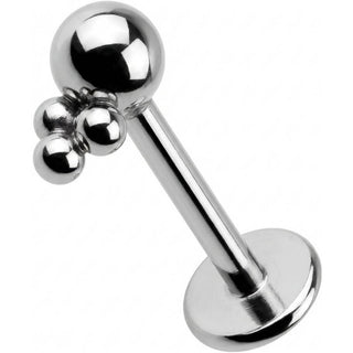 Titanium Labret Sphere With Triple Bead Cluster