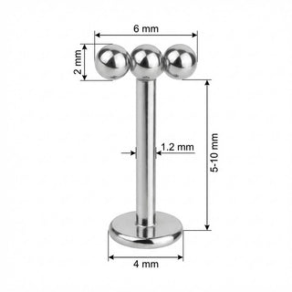 Titanium Labret Triple Ball Row Top