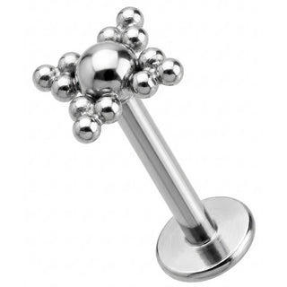 Titanium Labret Beaded Cross Cluster Top