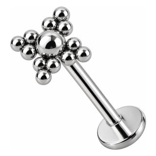 Titanium Labret Beaded Cross Cluster Top Internally Threaded