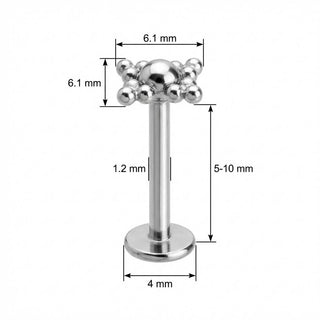 Titanium Labret Beaded Cross Cluster Top