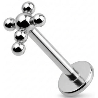 Titanium Labret Beaded Ball Cross Cluster