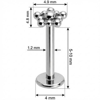 Titanium Labret Beaded Rhombus Cluster Top