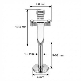 Titanium Labret Sharp Dagger Blade Top