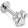 Titanium Labret Little Animal Paw Print Internally Threaded