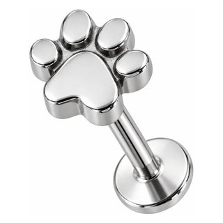 Titanium Labret Little Animal Paw Print Internally Threaded