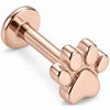 Titanium Labret Little Animal Paw Print Internally Threaded
