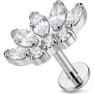 Titanium Labret Marquise Crystal Lotus Fan