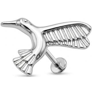 Titanium Labret Flying Hummingbird Bird Figure