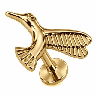 Titanium Labret Flying Hummingbird Bird Figure Internally Threaded