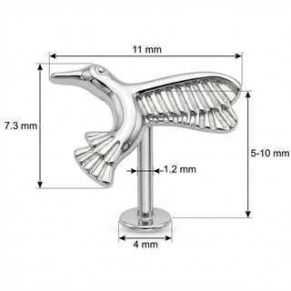 Titanium Labret Flying Hummingbird Bird Figure