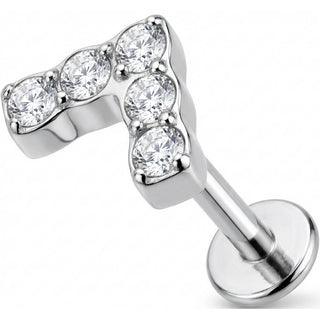 Titanium Labret Crystal Paved Lightning Bolt