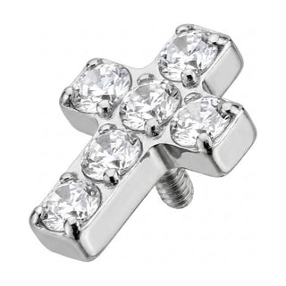 Titanium Top Cross With Clear Zirconia Internally Threaded
