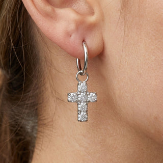 Titanium Attachment Cross With Clear Stones – getragen