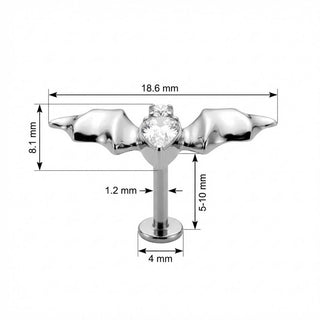 Titanium Labret Crystal Bat Wings Design