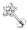 Titanium Labret Clear Crystal Flower Blossom