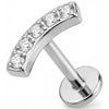 Titanium Labret Curved Bar With Five Crystals