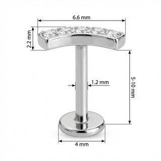 Titanium Labret Curved Bar With Five Crystals
