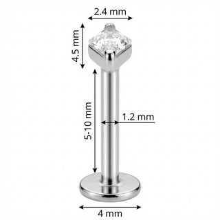 Titanium Labret Clear Rhombus Crystal Top