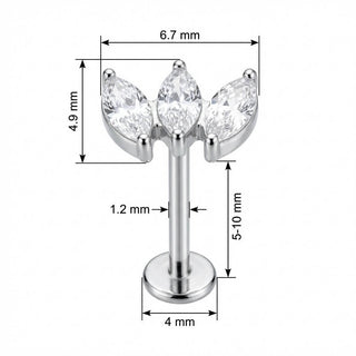 Titanium Labret Triple Marquise Crystal Fan