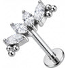 Titanium Labret Marquise Crystal Arc With Beads