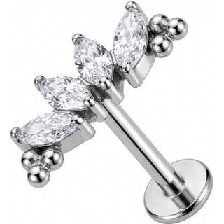 Titanium Labret Marquise Crystal Arc With Beads