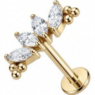 Titanium Labret Marquise Crystal Arc With Beads