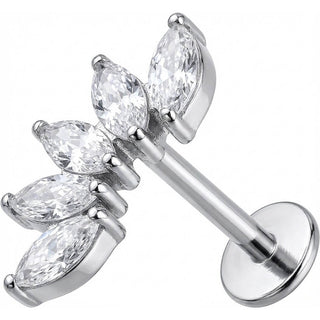 Titanium Labret Five Marquise Crystal Fan Cluster