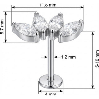 Titanium Labret Five Marquise Crystal Fan Cluster