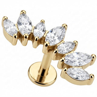 Titanium Labret Curved Marquise Crystal Vine Arc