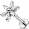 Titanium Labret Marquise Cut Crystal Flower