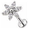 Titanium Labret Marquise Cut Crystal Flower Internally Threaded