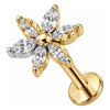 Titanium Labret Marquise Cut Crystal Flower Internally Threaded