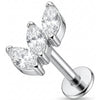 Titanium Labret Triple Marquise Crystal Fan