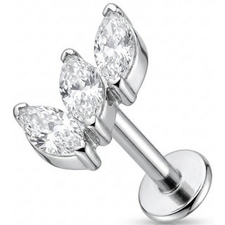 Titanium Labret Triple Marquise Crystal Fan