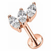 Titanium Labret Triple Marquise Crystal Fan Internally Threaded