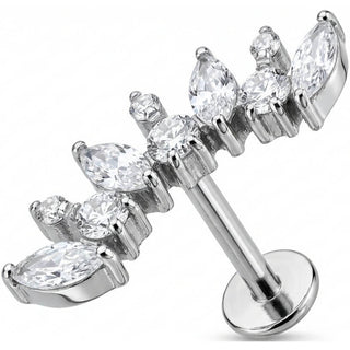 Titanium Labret Crystal Vine Arc Cluster