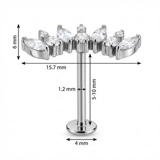 Titanium Labret Crystal Vine Arc Cluster